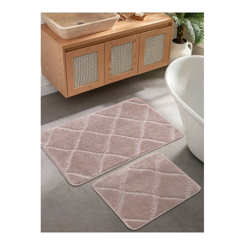 Premium Bathmat Set (2 Pieces), Mink Color, 19.7 x 31.5 inches & 15.7 x 19.7 inches | 100% Polypropylene, 1.5 lbs, 0.4 in Pile Height, Non-Slip Natural Latex Sole | Machine Washable, Ideal for Safety & Comfort in Bathrooms