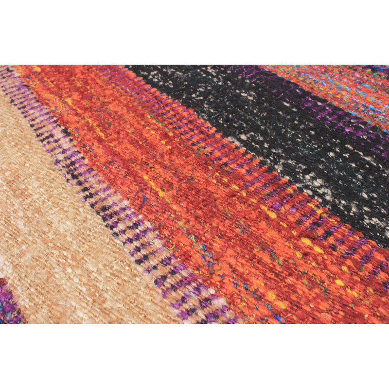 Tapis noir / brun clair en soie tissé à la main de conception unique 4 pi 5 po x 6 pi 5 po Kaluda Sari