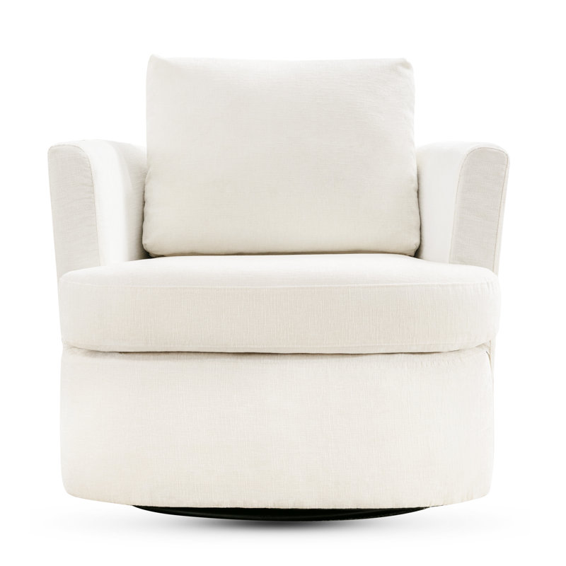 Upholstered Swivel Barrel Chair, Beige