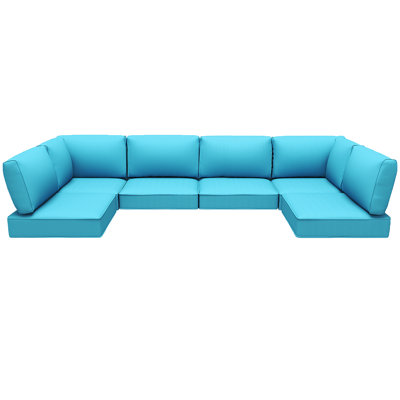 Ensemble de 14 coussins d'extérieur pour 7 pièces, ensemble de conversation en rotin, coussins de remplacement pour meubles de patio, coussins de canapé de remplacement de 4 pouces