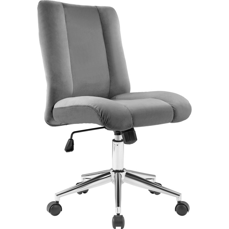 Ebern Designs Karola Velvet Office Chair, Grey