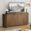 Buffet de rangement ondulé de 63 po à deux portes avec tablettes réglables, idéal pour la cuisine, le salon et le couloir - rangement polyvalent (brun)