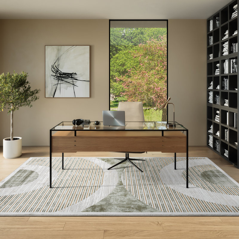 Tapis vert moyen Abani Rugs Meidinger, Rectangle 4pi x 6 pi
