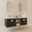 Meuble-lavabo à fermeture en douceur de 60 pouces avec lavabo et petites tablettes de rangement-125538740