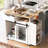 Pet Kitchen Island End Table Dog Crate With Elegant Appearance, White Finish And - Toned Wood, Side Shelves For Extra Storage, Metal Hinges Modern Design, Ample Unique Sliding Doors, Space Wood