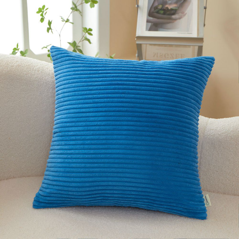 (Couvertures avec insertions) Ensemble de 2 coussins réversibles en velours côtelé, Marine