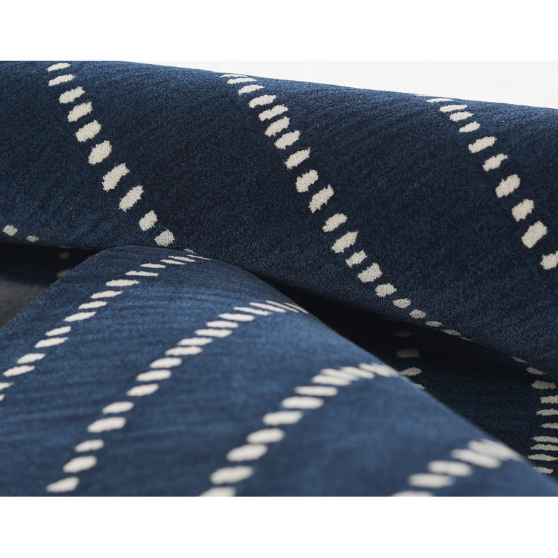 Nichols Striped Handmade Tufted Wool Navy Area Rug, Rectangle 5' x 8'