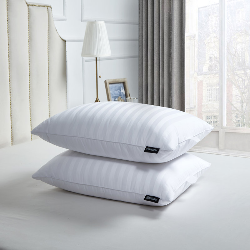 White Damask Stripe Down Alternative Bed Pillow Set