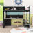 Modern Loft Bed with Built-in Desk, Pegboard Organizer, LED Lighting and Storage Shelves-715236149-715236154