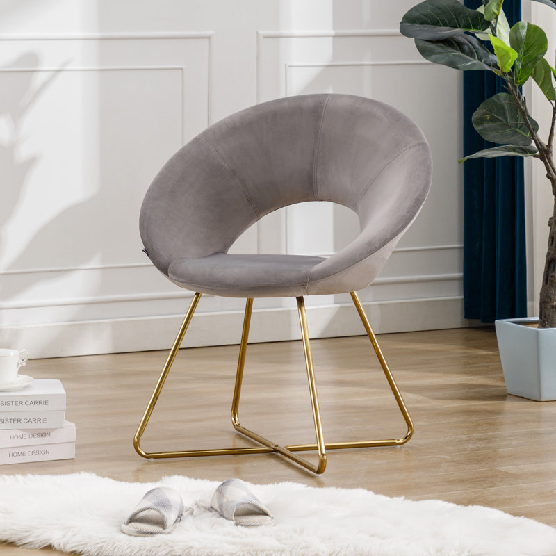 Fauteuil d'appoint contemporain en velours avec dossier ouvert Crivello, Gris