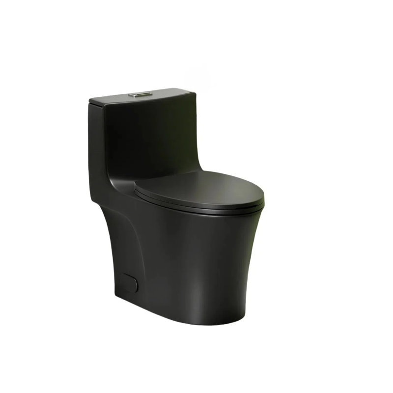 1.1/1.6 GPF Tornado Flush One-Piece Toilet Elongated, Siphonic S-Trap 12",Soft Closing Seat, Button On Tank Top ,Powerful Dual Flush MAP 1000G, Comfort Chair Seat ADA Height 17", Matte Black