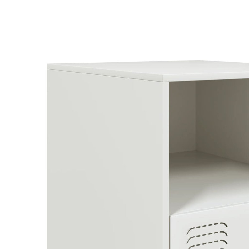 34.5cm W Steel Bedside Table, White