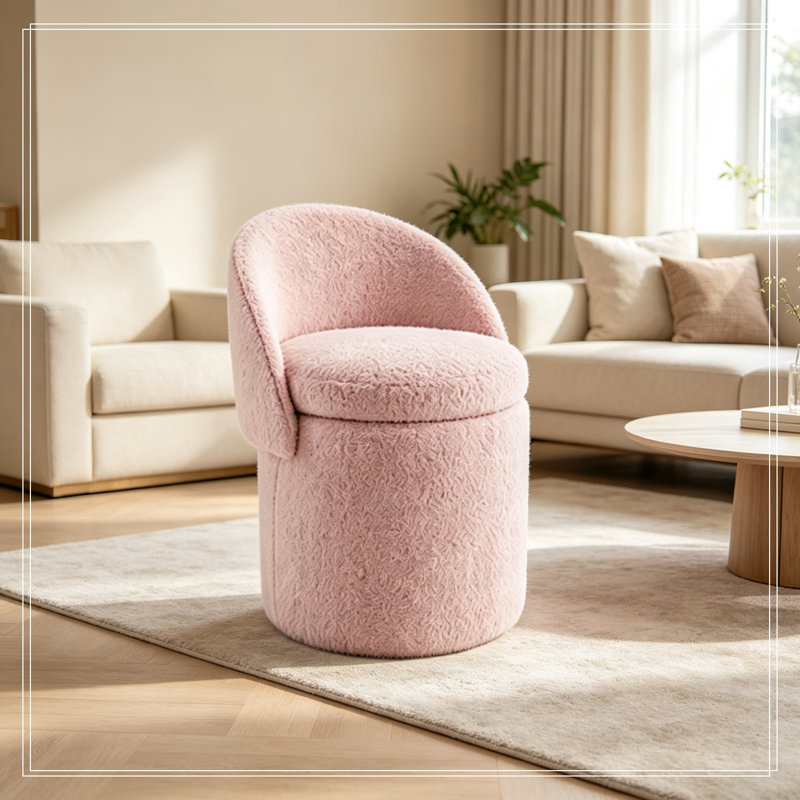Fauteuil baril avec rangement à couvercle rabattable, Rose