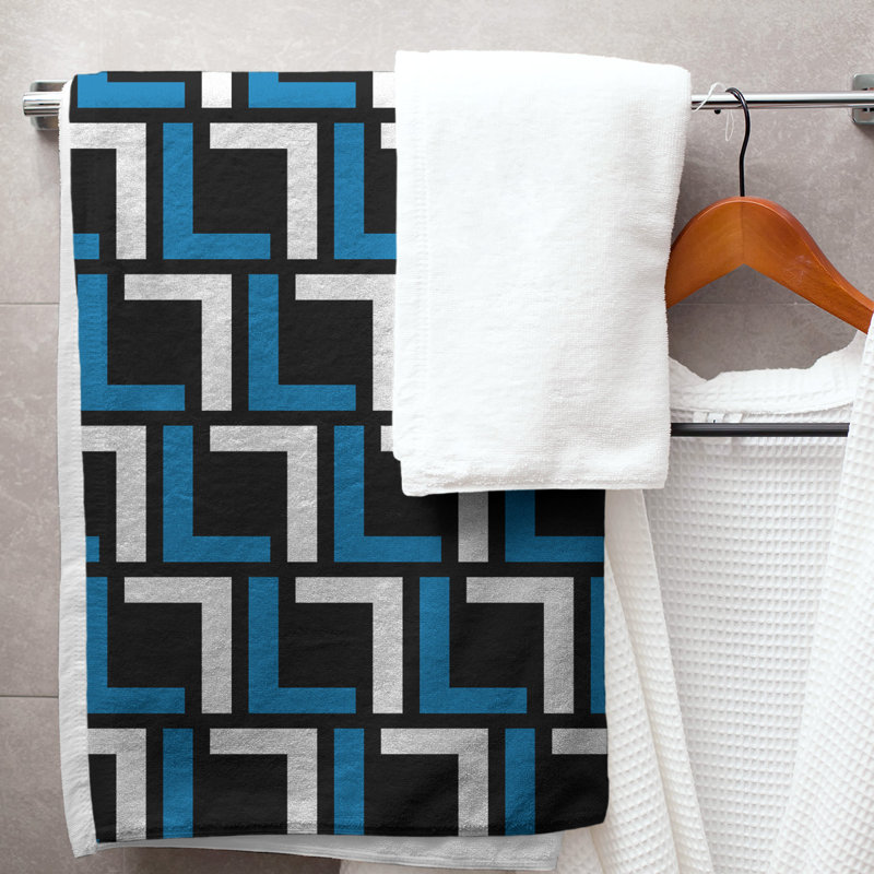Serviette de bain, Black/Honolulu Blue/White
