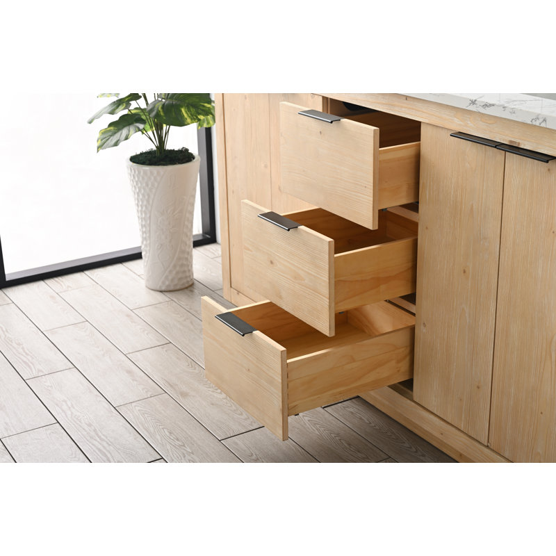Ensemble de meuble-lavabo double 60 po Charlyann, Teck blanc