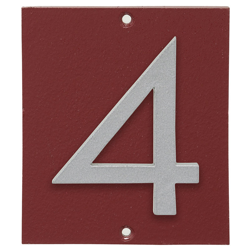 Plaque d'adresse verticale à 1 ligne flottante, Rouge brique / Argent, Oui