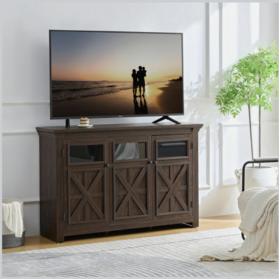 Buffet Farmhouse avec rangement, tablette réglable, multifonctionnel pour la cuisine et le salon, design rustique, finition espresso