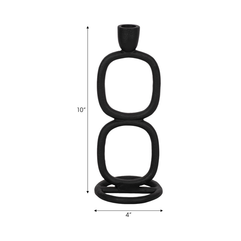 Alaiha 10'' H Aluminum Tabletop Candlestick, Black