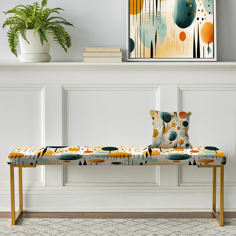 Banc rembourré or, Yellow And Green Geometric