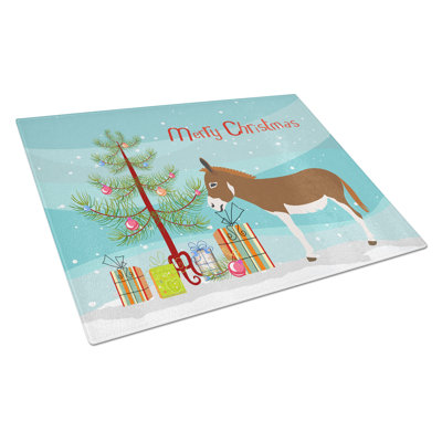 Caroline's Treasures Tempered Glass Miniature Mediterranian Donkey Christmas Cutting Board