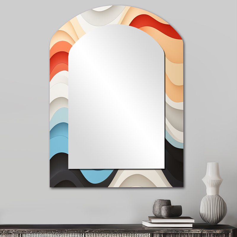 Opt Opt Line Delirum II - Op Art, miroir asymétrique, miroir mural décoratif arche moderne, impression d'art, 34 po x 25 po