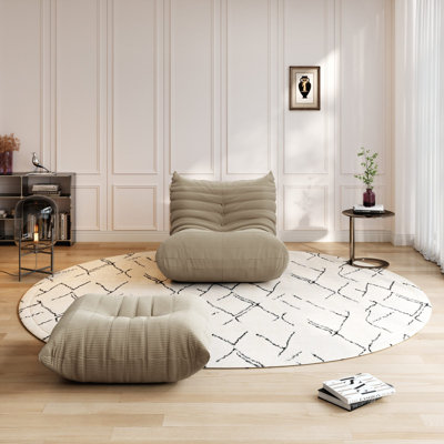 Fireside Chair Bean Bag Chair Lazy Floor Sofa, Armless Foam Sofa Lounger Tatami Recliner Sofa For Living Room Bedroom Dorm Office by Wrought Studio