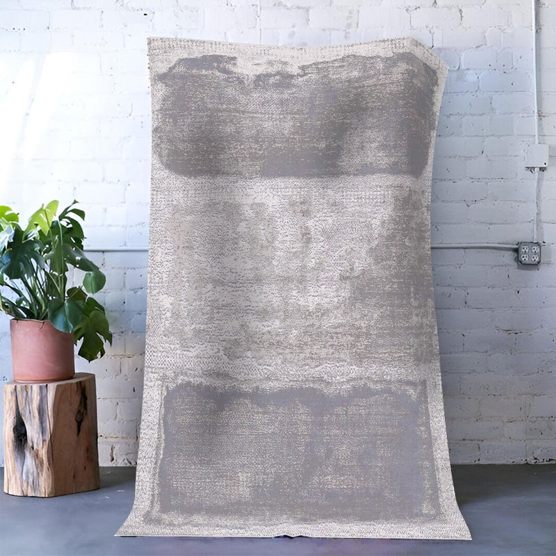 Gray-Powder Decorative Rug, Rectangle 5'1.02" x 7'6.55"