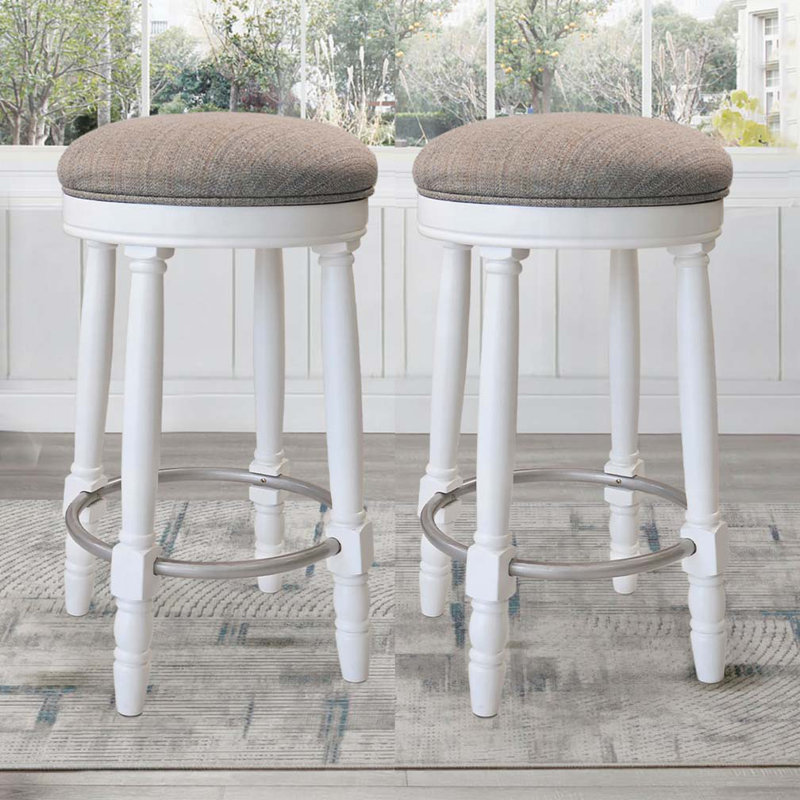 Tabouret de bar pivotant à 360 °, Brun, Blanc