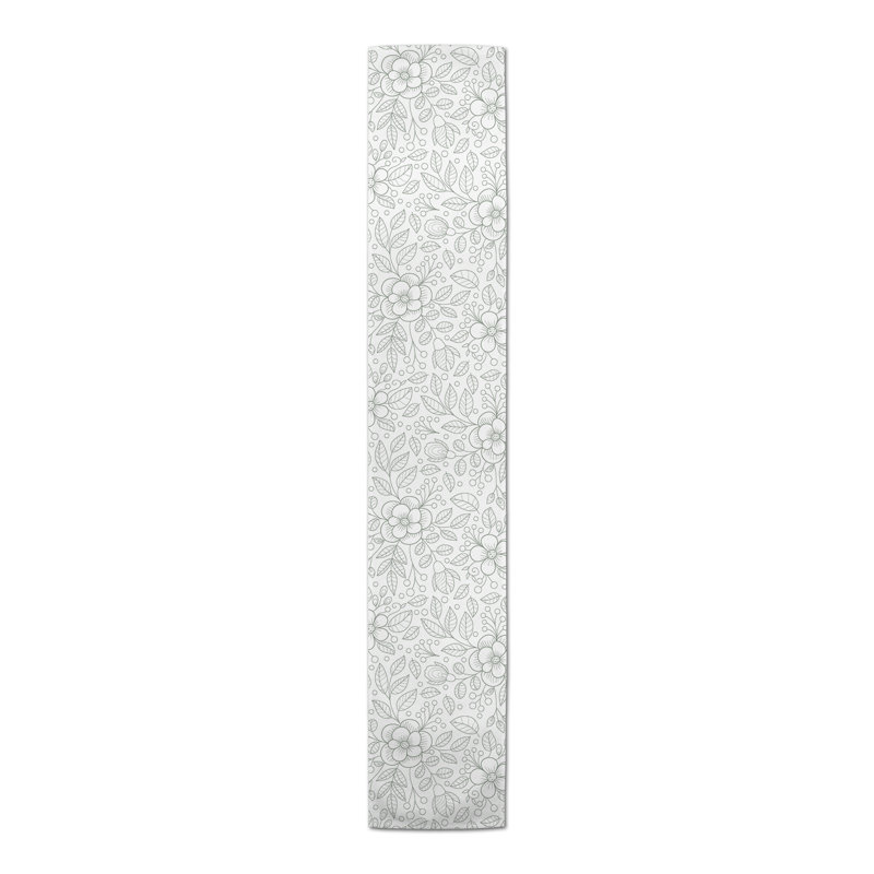 Floral Table Runner, 90" x 16", Green