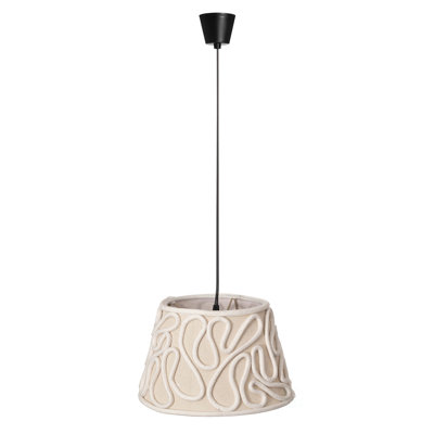  Decorative Fabric Pendant Lampshade With Swirl Design – Modern Bohemian & Minimalist Hanging Ceiling Light Shade For Bedroom Living Room Kitchen And Dining Room, White