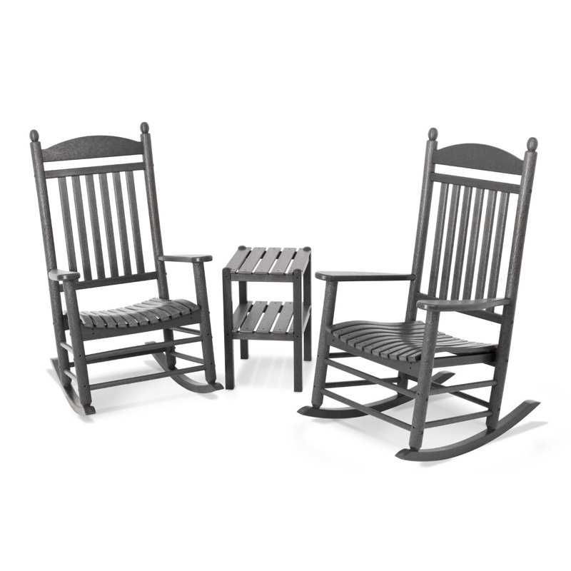POLYWOOD Jefferson 3-Piece Rocker Set, Slate Gray