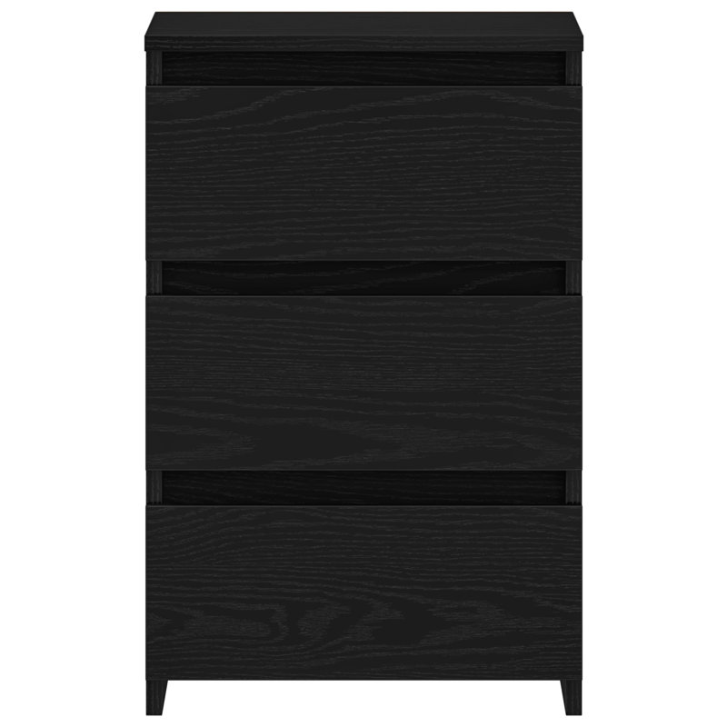 vidaXL Bedside Cabinet Black Oak Engineered Wood Standard Bedside Table