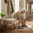 Modern Entryway Bench with Fabric Cushion, 53" Hallway Seat for Putting On Shoes, Wooden Legs, Beige Upholstery​​-714191348-714191347