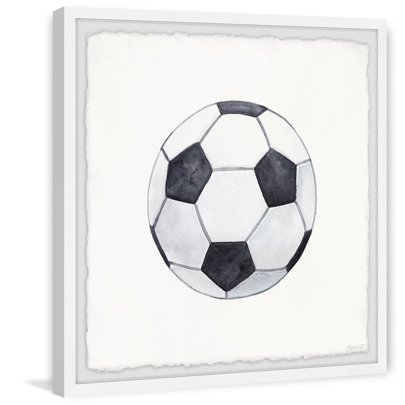 Reproduction encadrée de ballon d'entraînement de soccer Bowerbank, H 12 po x l 12 po x P 1,5 po