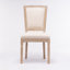 Chaise de salle à manger style français à structure carrée en bois massif avec dossier en lin, ensemble de 2