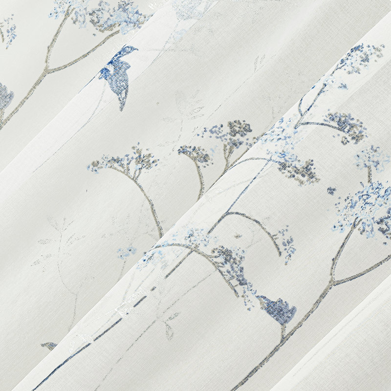 Rideau transparent avec passe-tringle Margot, Bleu, L 50 po x L 84 po