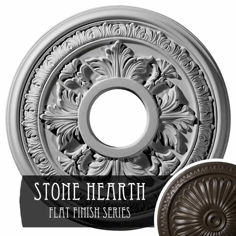Hand-Painted Dark Brown Urethane Ceiling Medallion, 15"