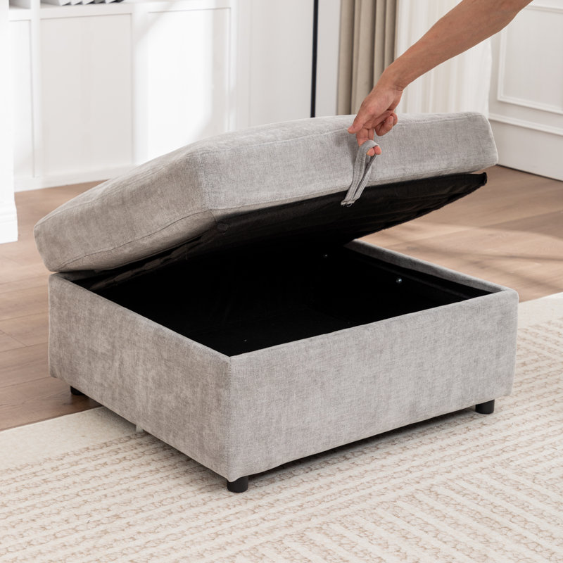 Repose-pieds avec rangement Wilroy, Gris