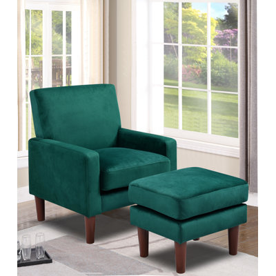 Amblewood Velvet Armchair with Footstool