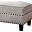 Banc moderne en tissu beige, détails cloutés, coussin dans l'emballage, 58,82 lb, style transitionnel, pour le linge de lit