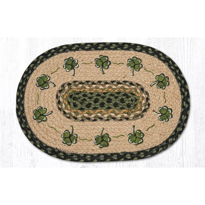  Green Shamrock Oval Placemat 13"x19" Festive Irish-Inspired Accent