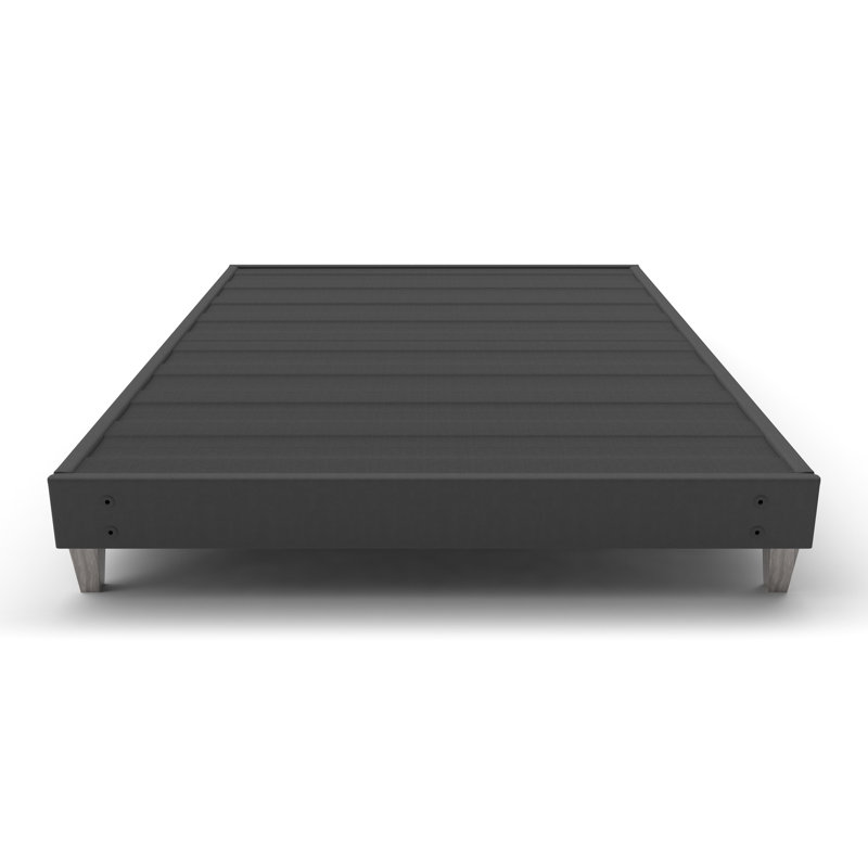 Twin Xl Express Quick Setup Bed Frame Foundation, Fabric Covered, Dark Grey Upholstered, No Tools, Modern Faux - Wood 6" Legs, Easy To Assemble Assembly, Legs