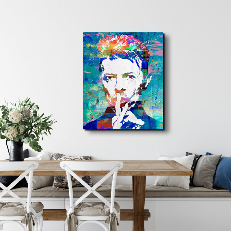 «David Bowie 2» par Stephen Chambers, peinture sur toile tendue, H 24 po x l 20 po x P 1,5 po