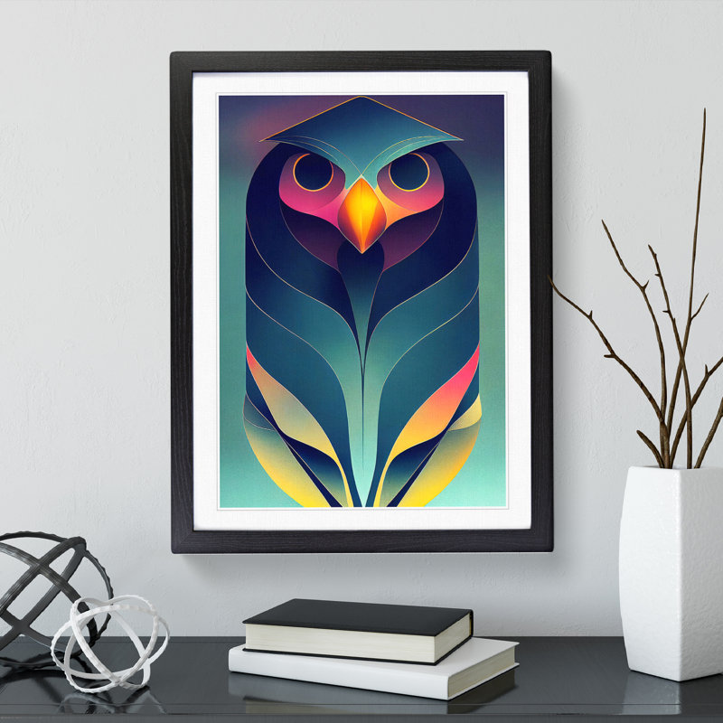Futuristic Bird - Single Picture Frame Print, Black, 64cm H x 46cm W x 2cm D