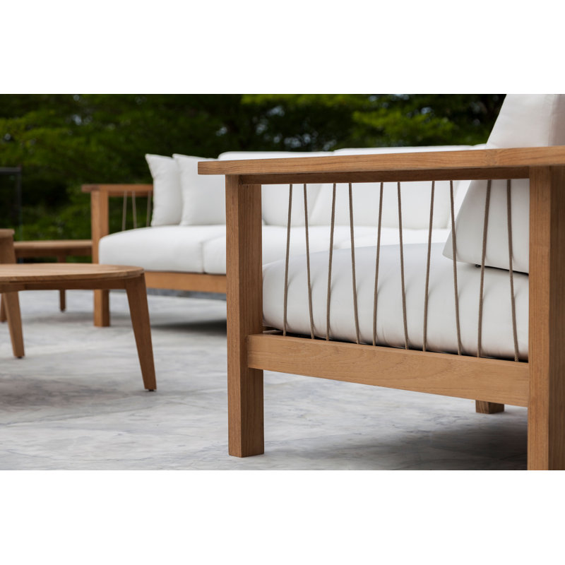 Maro Teak 4 - Person Patio Conversation Set with Cushions, 28.75" Diameter x 28.75" W x 14.19" H