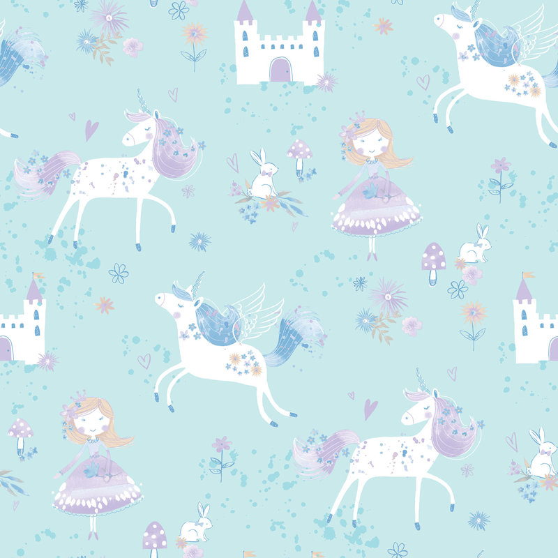 Fircrest 10m x 53cm Matte Wallpaper Roll, Blue/White/purple