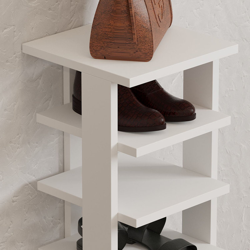 8 Pairs Shoe Storage Cabinet, White