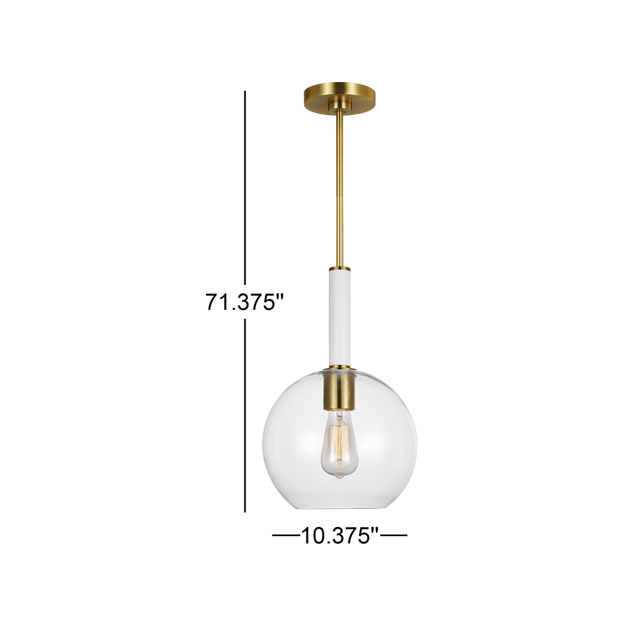 Single Light Glass Dimmable Pendant, Burnished Brass
