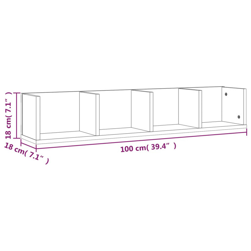 vidaXL Wall Shelf Floating Display Shelf Wall Mounted Shelf for Photo Frame, Brown Oak