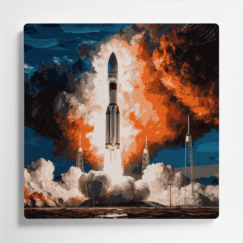 Art mural en métal gris Space SpaceX Falcon
